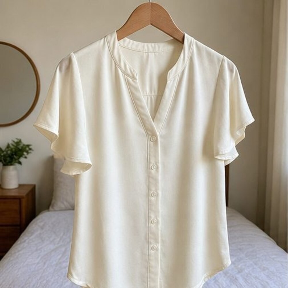 Cream Button Blouse